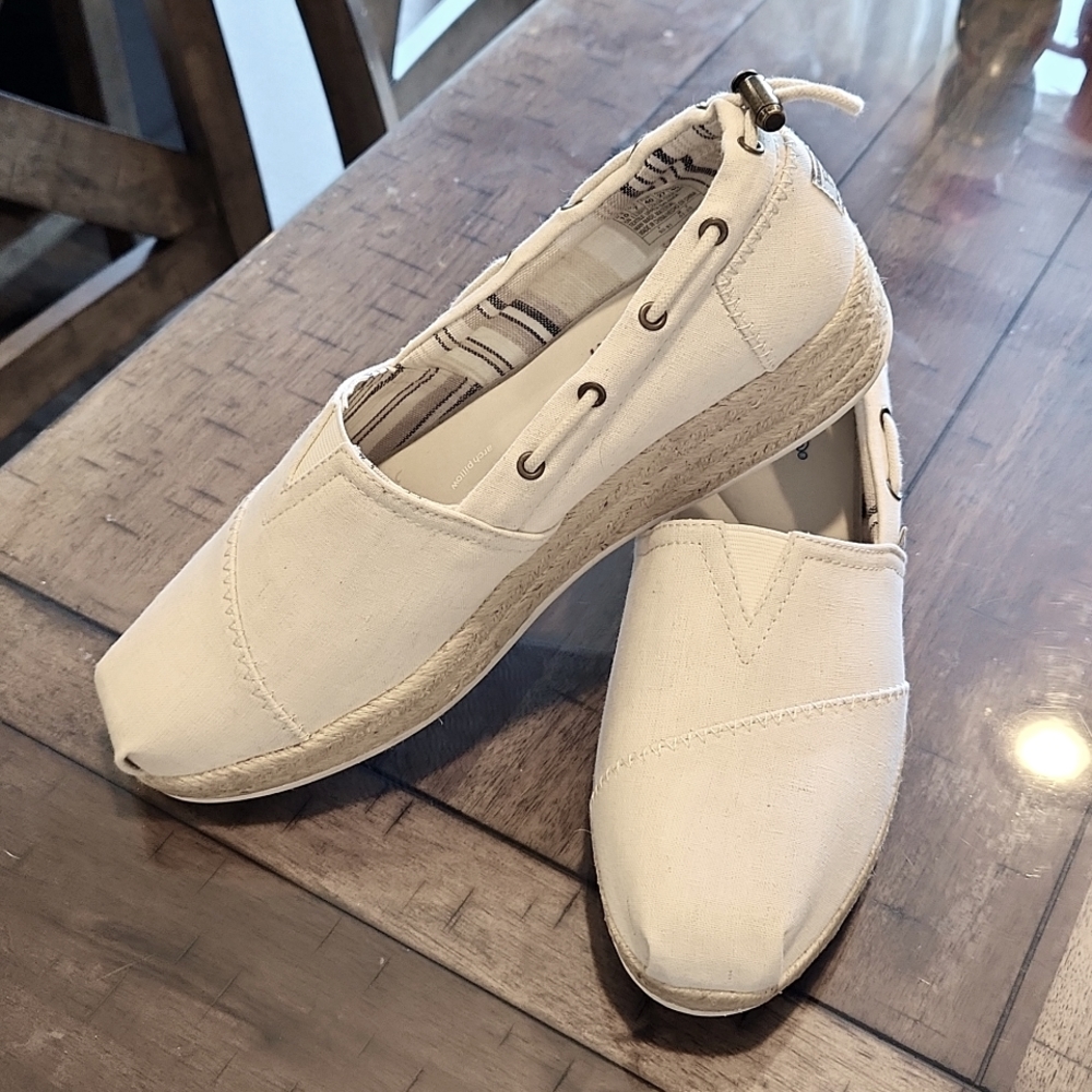 Bobs By Skechers Espadrille Highlights Set Sail Wedge Shoe Womens Size 10